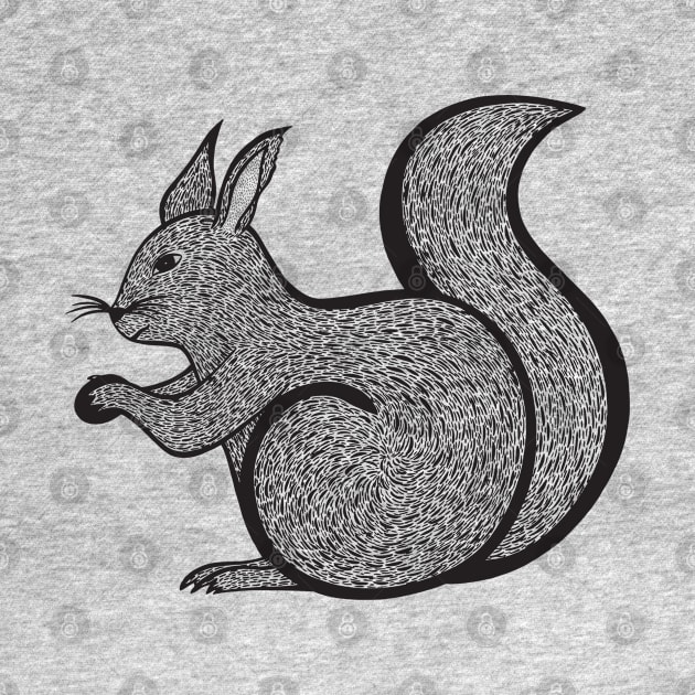 Red Squirrel - hand drawn forest animal design by Green Paladin